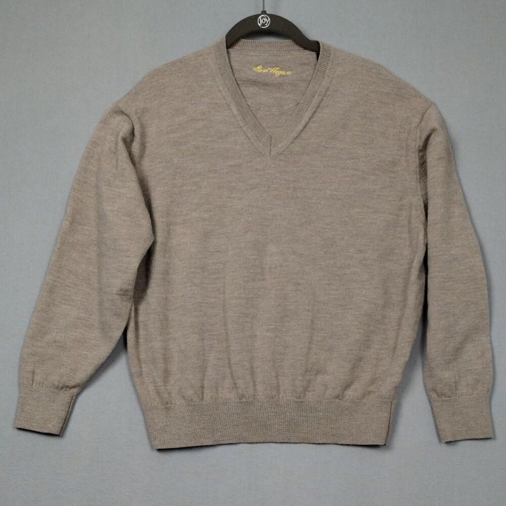 Ben Hogan Cashmere Merino Wool V-Neck Long Sleeve Sweater Light Brown Size L
